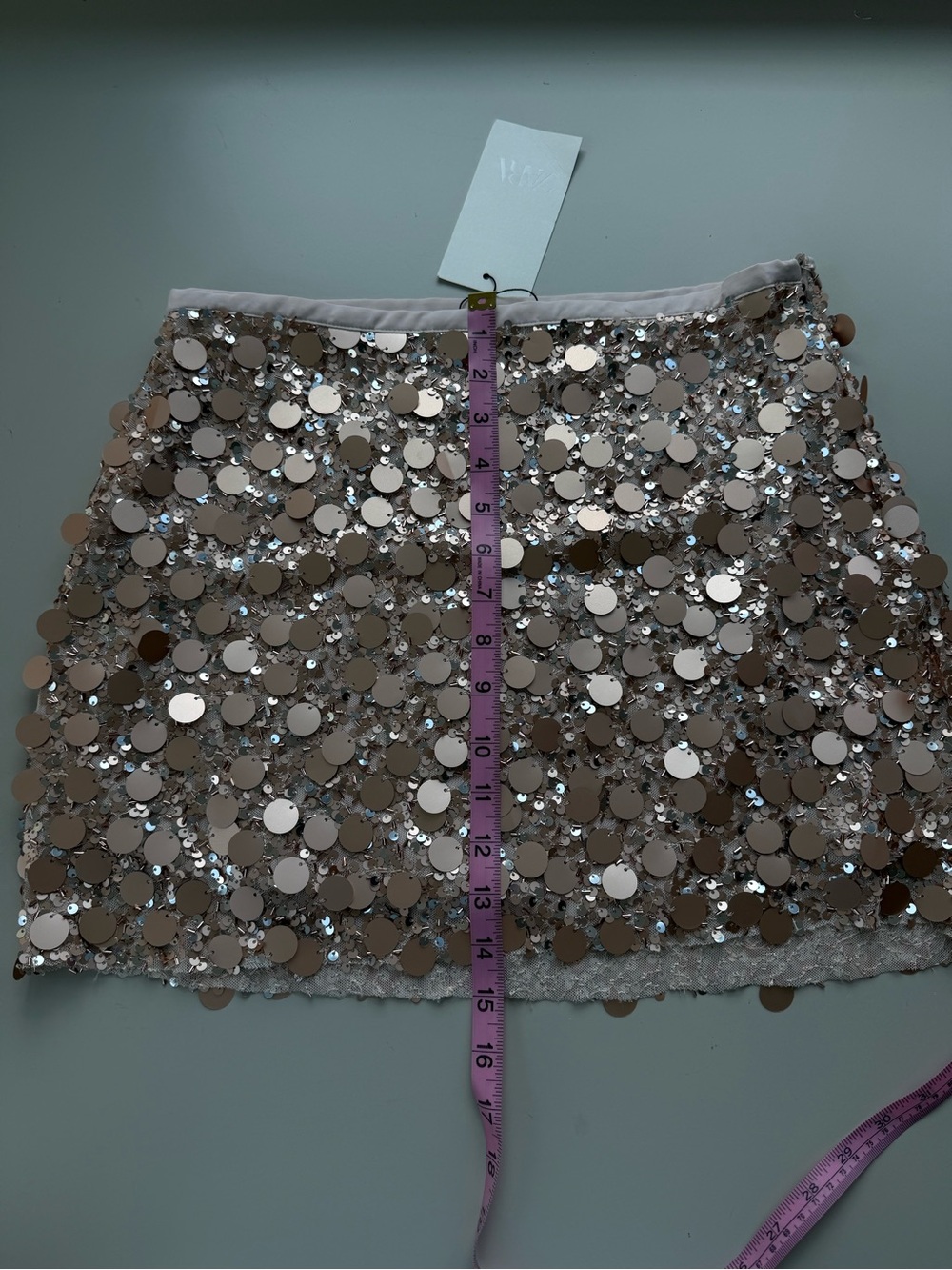 NWT Zara Sequin Mini Skirt Pink Gold - Picture 9 of 12